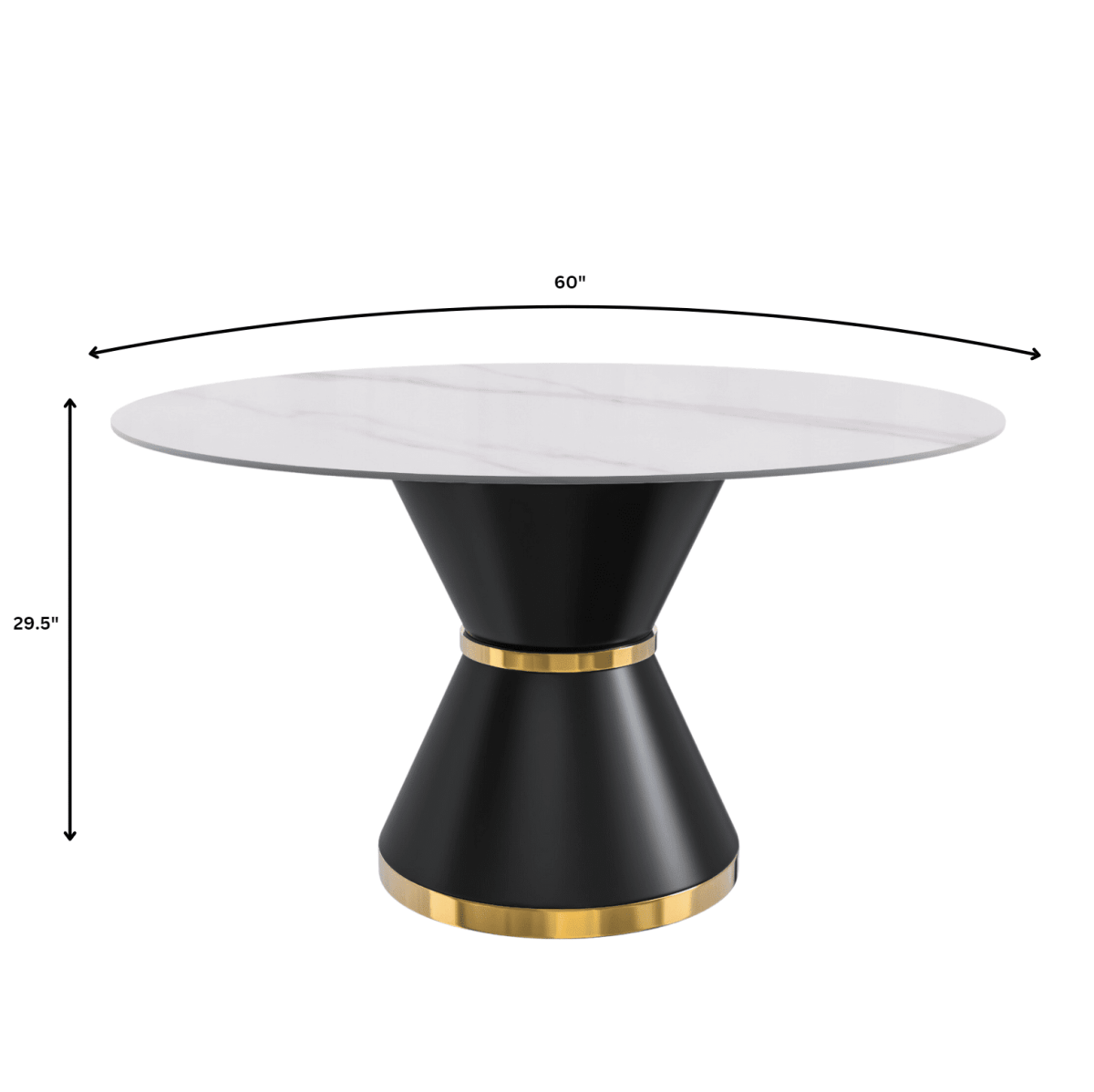 Modern Round Dining Table with a Glass/Stone Tabletop in Stainless Steel Seats 6 - 10 Qorvus Collection