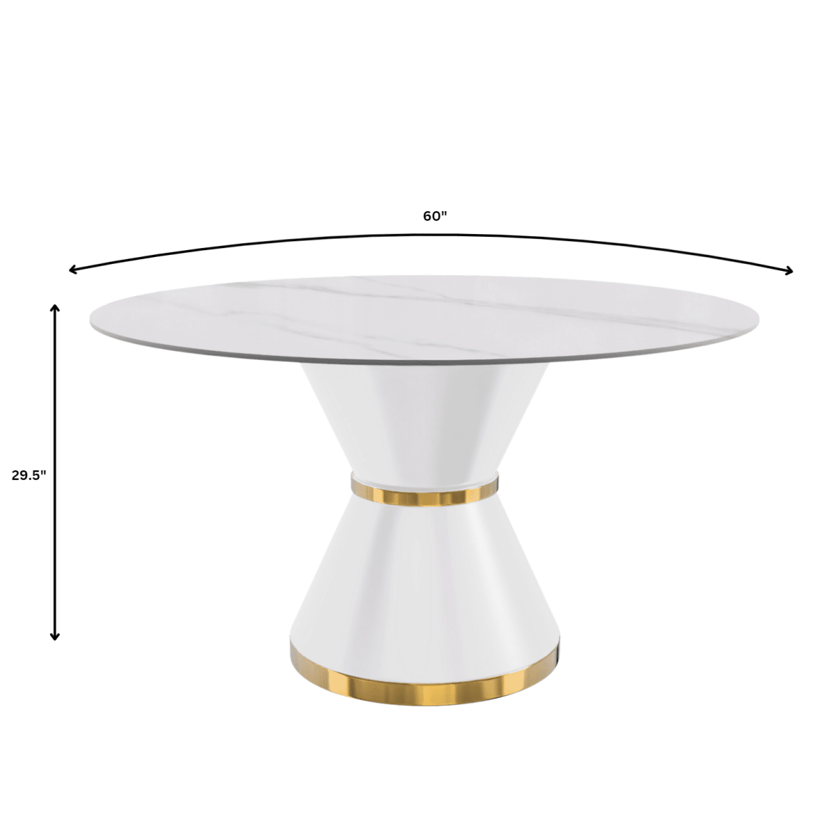 Modern Round Dining Table with a Glass/Stone Tabletop in Stainless Steel Seats 6 - 10 Qorvus Collection
