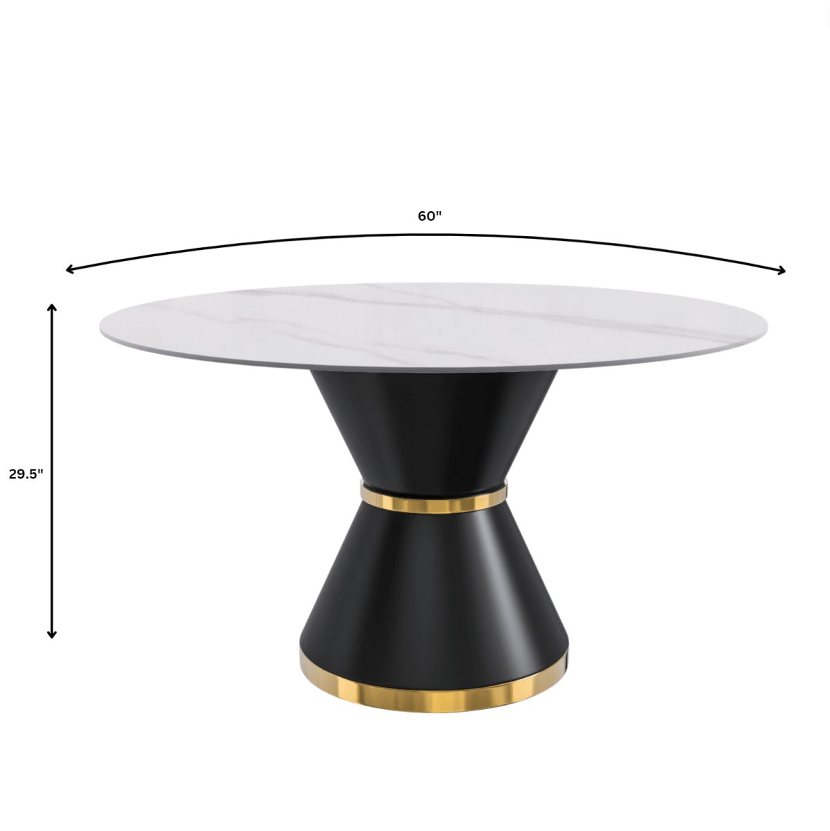 Modern Round Dining Table with a Glass/Stone Tabletop in Stainless Steel Seats 6 - 10 Qorvus Collection