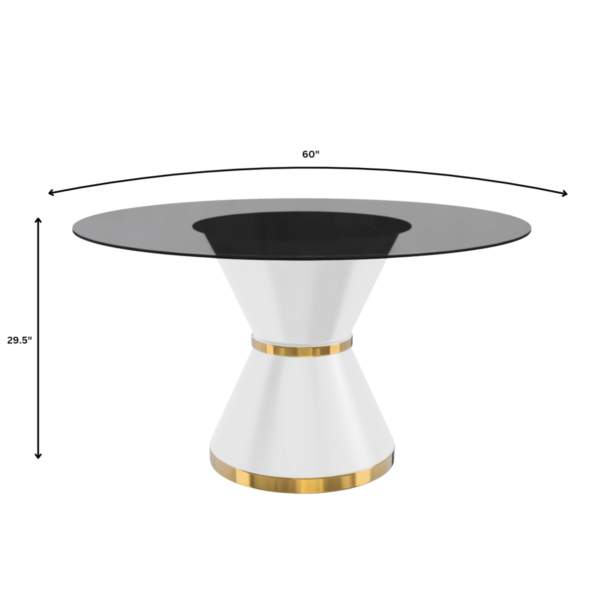 Modern Round Dining Table with a Glass/Stone Tabletop in Stainless Steel Seats 6 - 10 Qorvus Collection