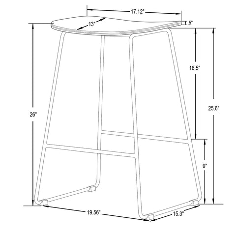 Melrose Modern Wood Counter Stool With Chrome Frame