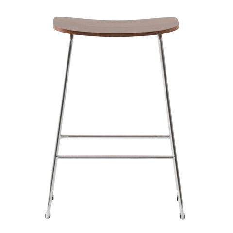 Melrose Modern Wood Counter Stool With Chrome Frame