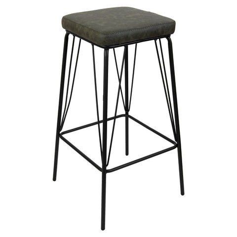 Millard Leather Bar Stool With Metal Frame