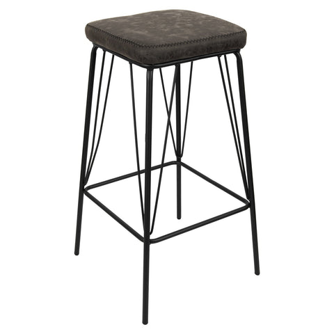 Millard Leather Bar Stool With Metal Frame