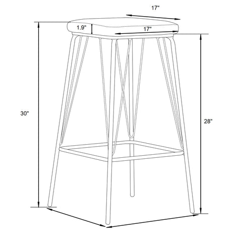 Millard Leather Bar Stool With Metal Frame