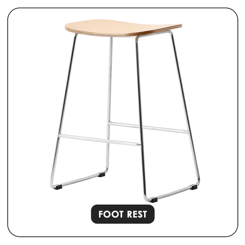 Melrose Modern Wood Counter Stool With Chrome Frame