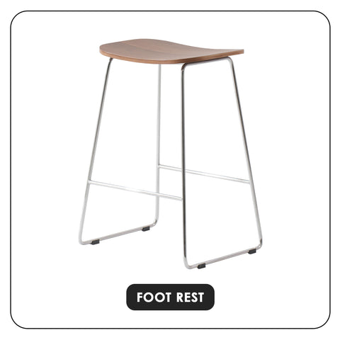 Melrose Modern Wood Counter Stool With Chrome Frame