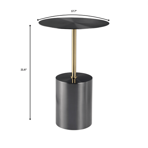 Malta Round Side Table Modern Accent End Table with Stainless Steel Pedestal Base