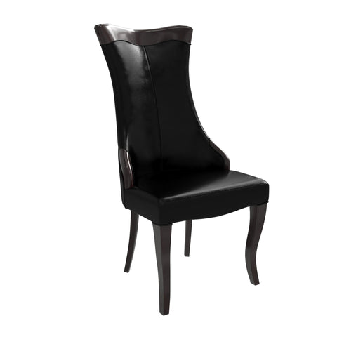 Novara Series Modern Dining Side Chair Upholstered in Leather/Velvet with Rubberwood Legs