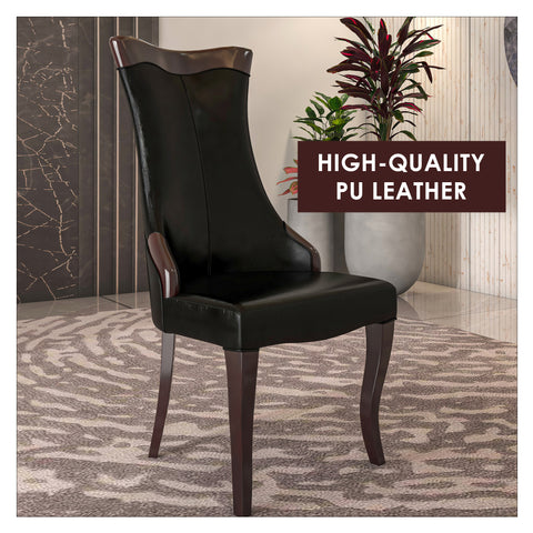 Novara Series Modern Dining Side Chair Upholstered in Leather/Velvet with Rubberwood Legs