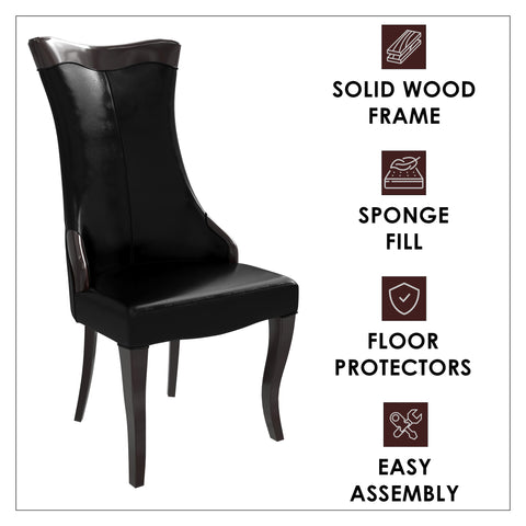 Novara Series Modern Dining Side Chair Upholstered in Leather/Velvet with Rubberwood Legs