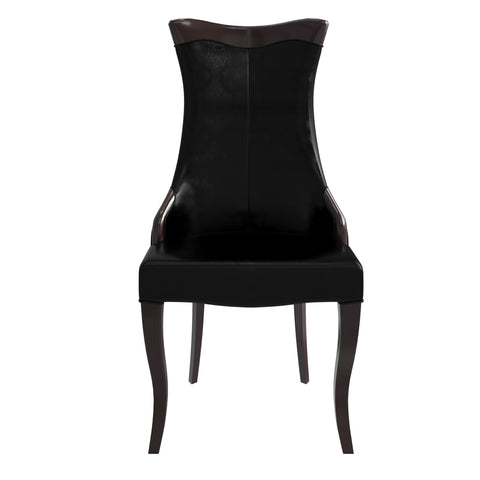 Novara Series Modern Dining Side Chair Upholstered in Leather/Velvet with Rubberwood Legs