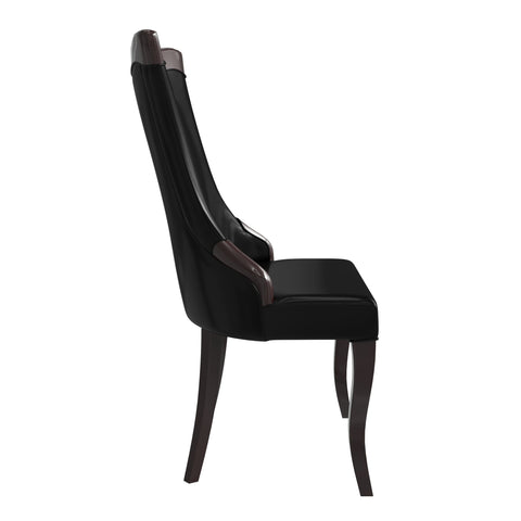 Novara Series Modern Dining Side Chair Upholstered in Leather/Velvet with Rubberwood Legs