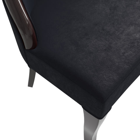 Novara Series Modern Dining Side Chair Upholstered in Leather/Velvet with Rubberwood Legs