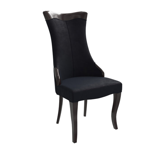 Novara Series Modern Dining Side Chair Upholstered in Leather/Velvet with Rubberwood Legs