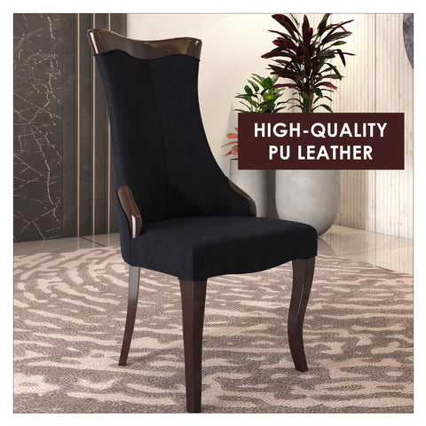 Novara Series Modern Dining Side Chair Upholstered in Leather/Velvet with Rubberwood Legs