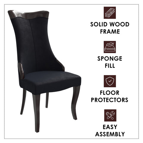 Novara Series Modern Dining Side Chair Upholstered in Leather/Velvet with Rubberwood Legs