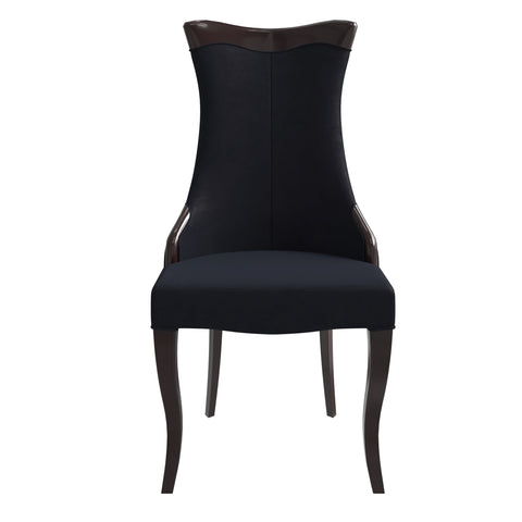 Novara Series Modern Dining Side Chair Upholstered in Leather/Velvet with Rubberwood Legs