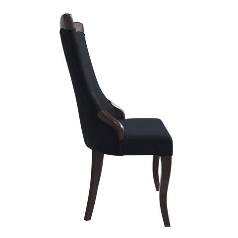 Novara Series Modern Dining Side Chair Upholstered in Leather/Velvet with Rubberwood Legs