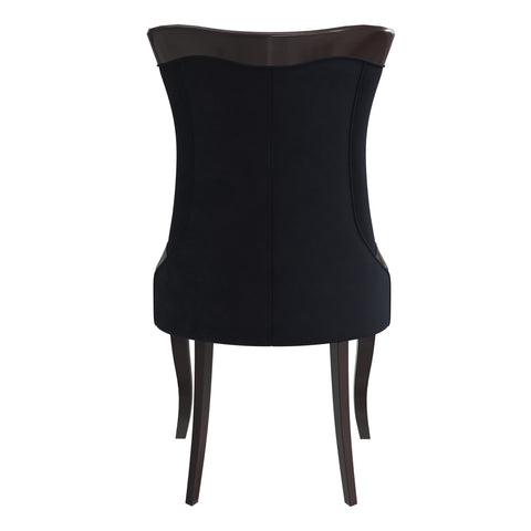 Novara Series Modern Dining Side Chair Upholstered in Leather/Velvet with Rubberwood Legs