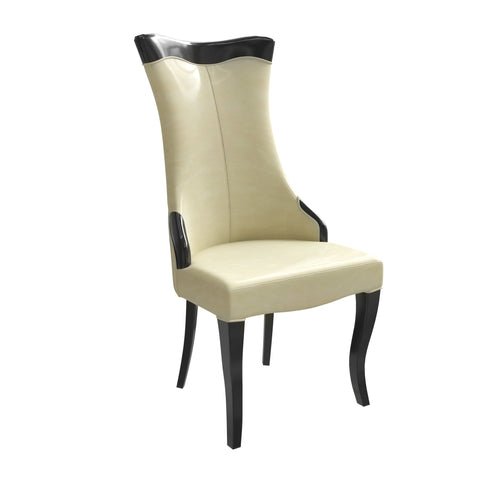 Novara Series Modern Dining Side Chair Upholstered in Leather/Velvet with Rubberwood Legs