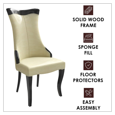 Novara Series Modern Dining Side Chair Upholstered in Leather/Velvet with Rubberwood Legs