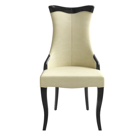 Novara Series Modern Dining Side Chair Upholstered in Leather/Velvet with Rubberwood Legs