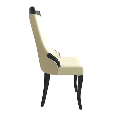 Novara Series Modern Dining Side Chair Upholstered in Leather/Velvet with Rubberwood Legs