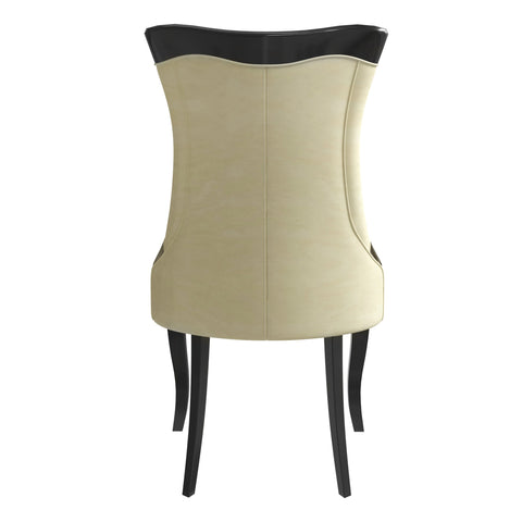 Novara Series Modern Dining Side Chair Upholstered in Leather/Velvet with Rubberwood Legs