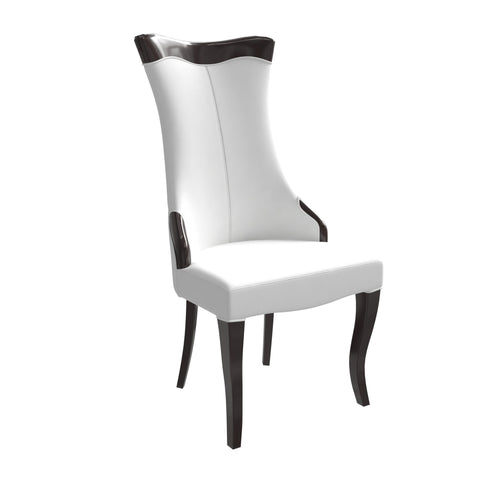 Novara Series Modern Dining Side Chair Upholstered in Leather/Velvet with Rubberwood Legs