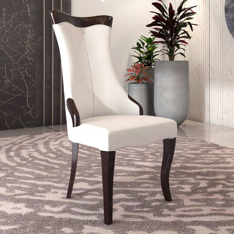 Novara Series Modern Dining Side Chair Upholstered in Leather/Velvet with Rubberwood Legs