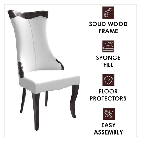 Novara Series Modern Dining Side Chair Upholstered in Leather/Velvet with Rubberwood Legs