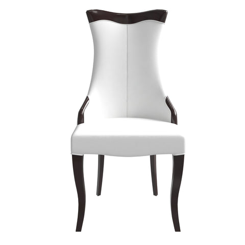 Novara Series Modern Dining Side Chair Upholstered in Leather/Velvet with Rubberwood Legs