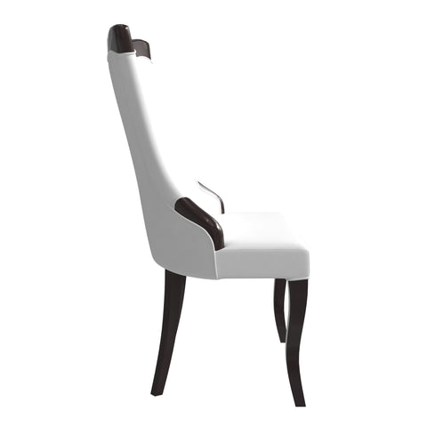 Novara Series Modern Dining Side Chair Upholstered in Leather/Velvet with Rubberwood Legs