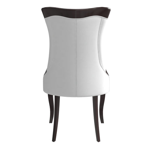 Novara Series Modern Dining Side Chair Upholstered in Leather/Velvet with Rubberwood Legs