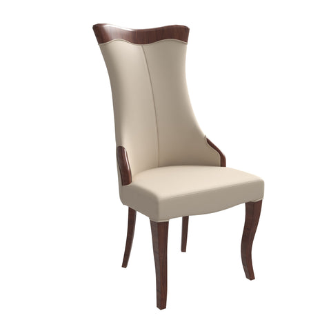 Novara Series Modern Dining Side Chair Upholstered in Leather/Velvet with Rubberwood Legs