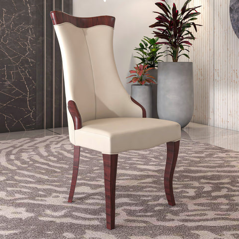 Novara Series Modern Dining Side Chair Upholstered in Leather/Velvet with Rubberwood Legs