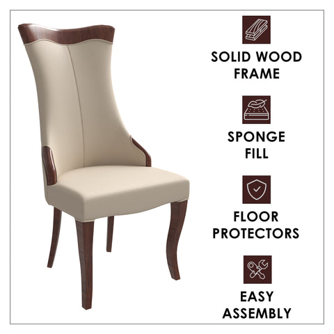 Novara Series Modern Dining Side Chair Upholstered in Leather/Velvet with Rubberwood Legs