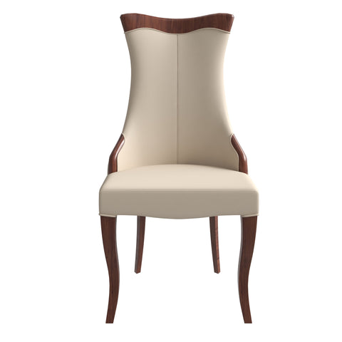 Novara Series Modern Dining Side Chair Upholstered in Leather/Velvet with Rubberwood Legs