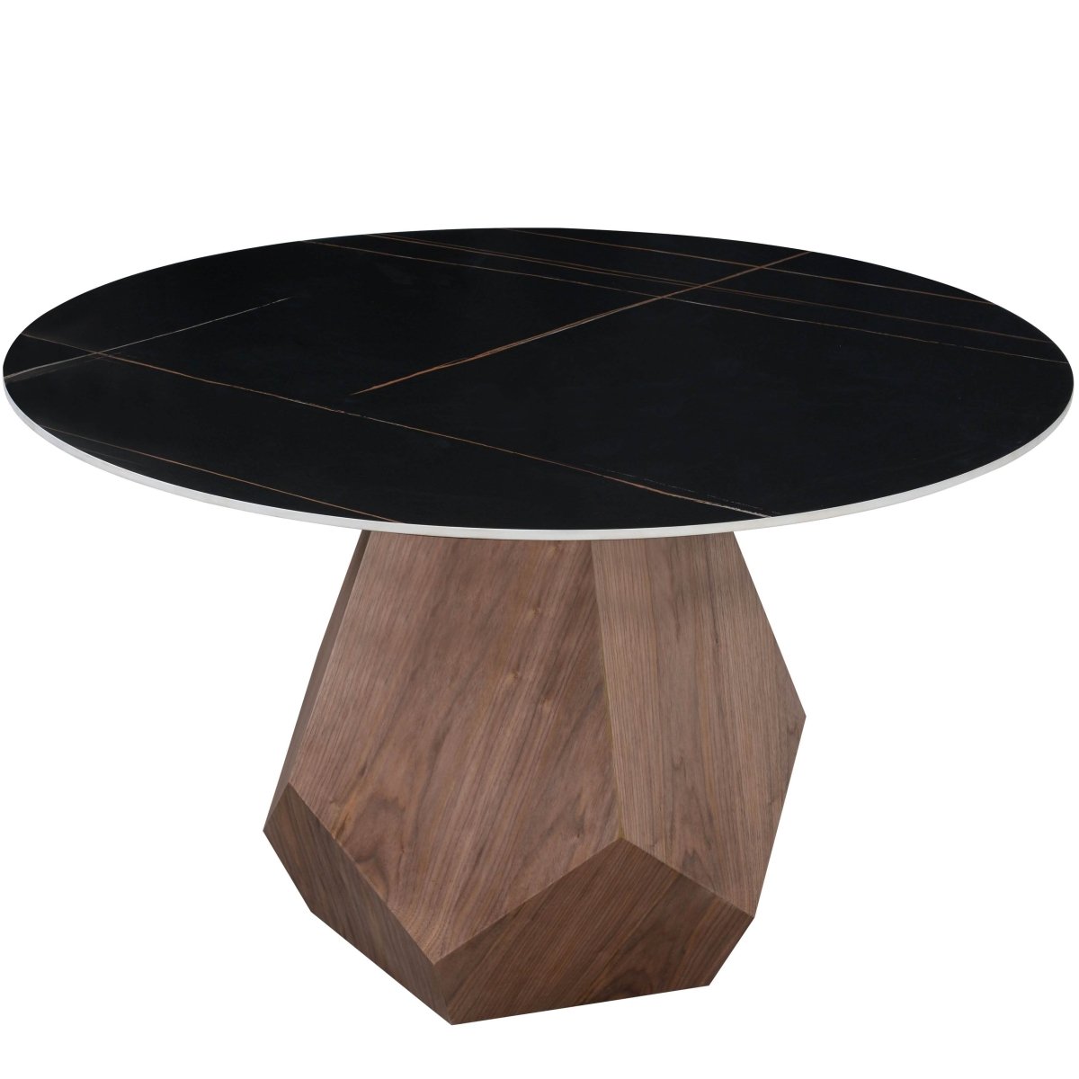 Nebo Modern Dining Table in Walnut Base with Glass/Sintered Stone Table Top