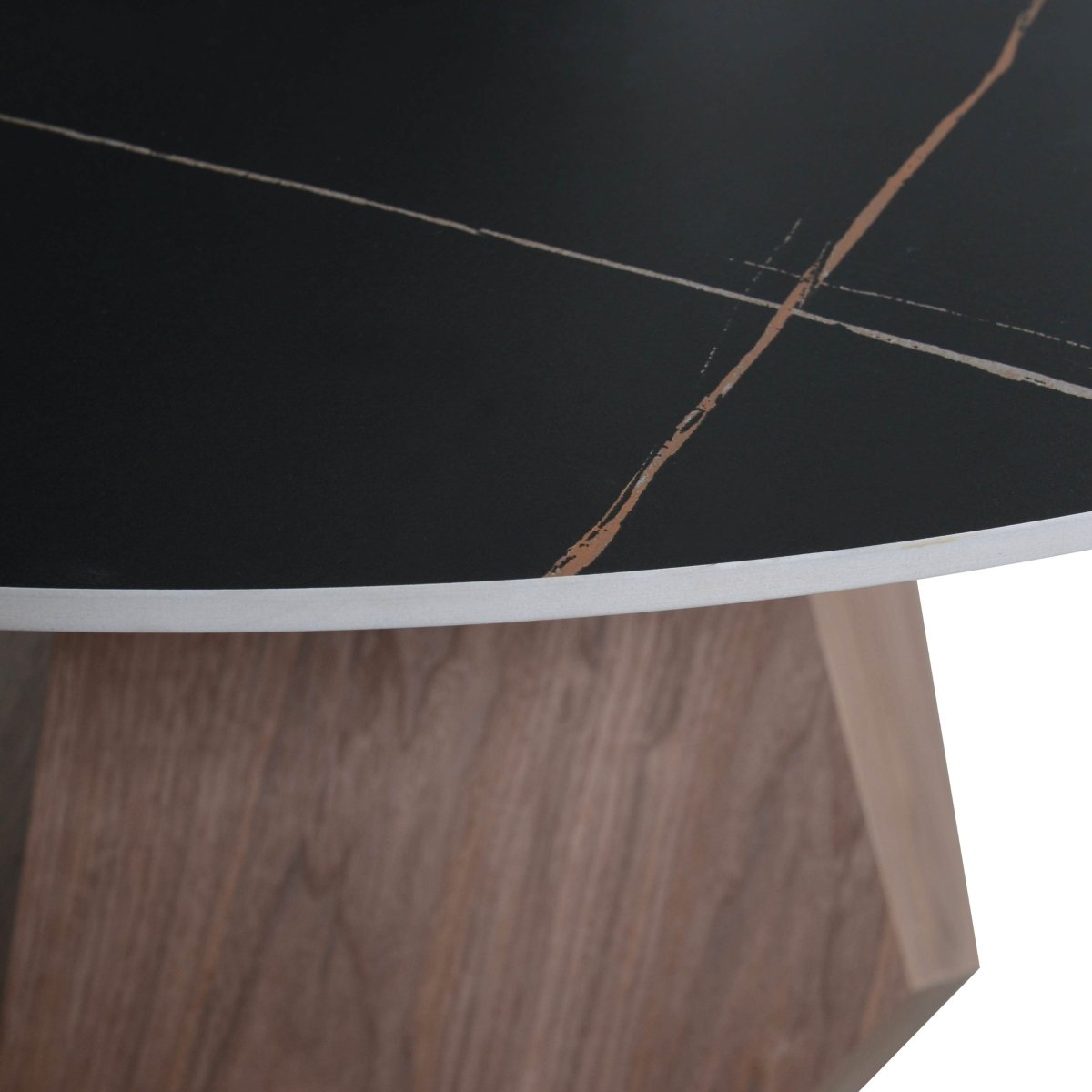 Nebo Modern Dining Table in Walnut Base with Glass/Sintered Stone Table Top