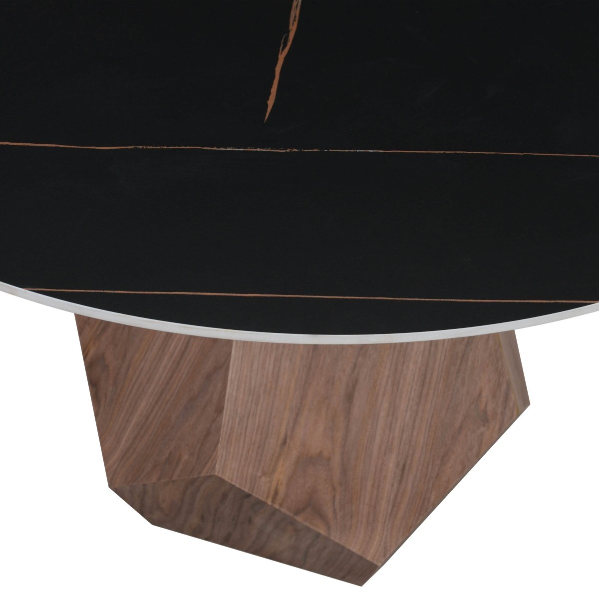 Nebo Modern Dining Table in Walnut Base with Glass/Sintered Stone Table Top