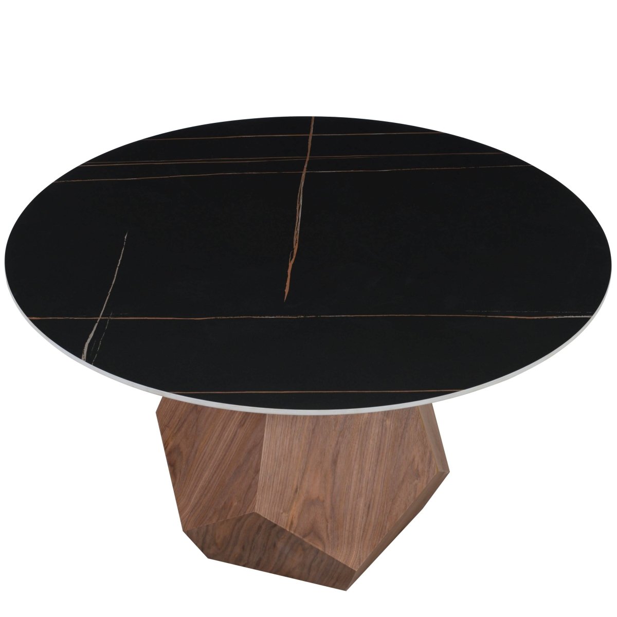 Nebo Modern Dining Table in Walnut Base with Glass/Sintered Stone Table Top