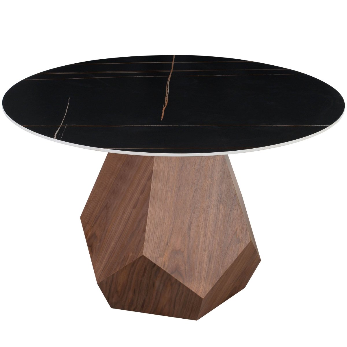 Nebo Modern Dining Table in Walnut Base with Glass/Sintered Stone Table Top