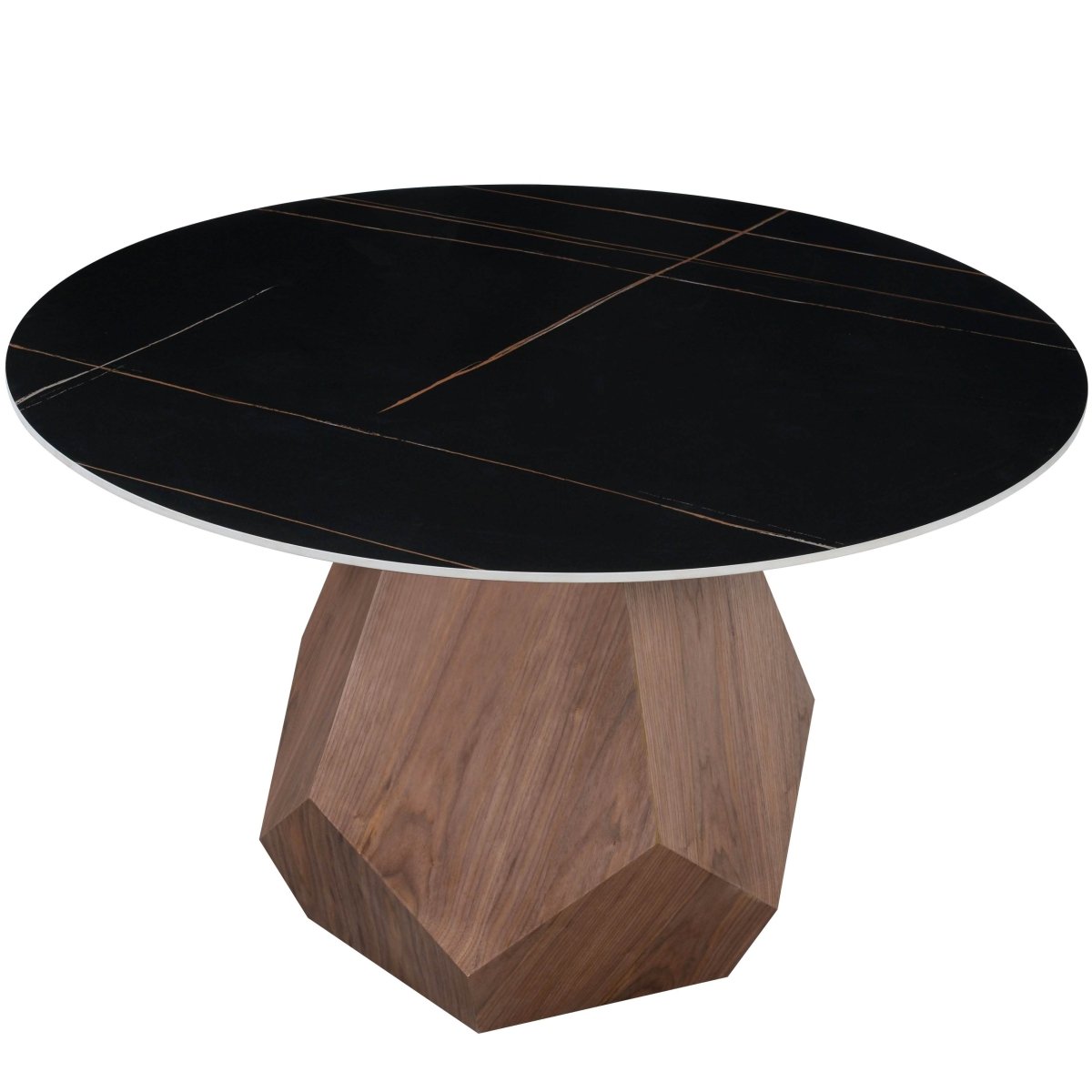 Nebo Modern Dining Table in Walnut Base with Glass/Sintered Stone Table Top