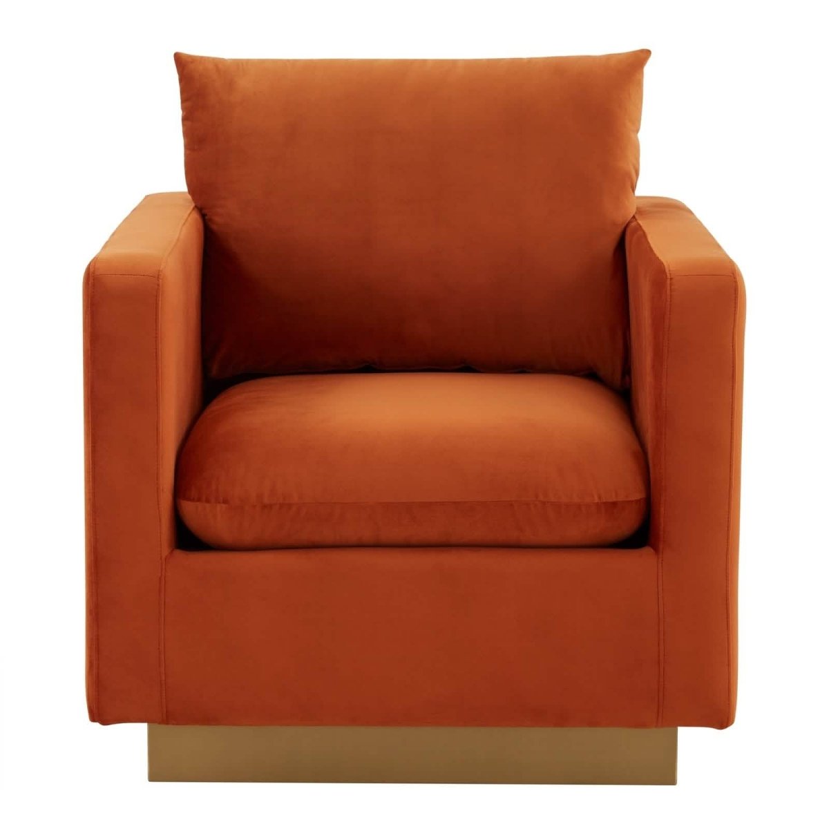 Nervo Modern Mid - Century Upholstered Velvet/Leather Accent Chair with Gold Base