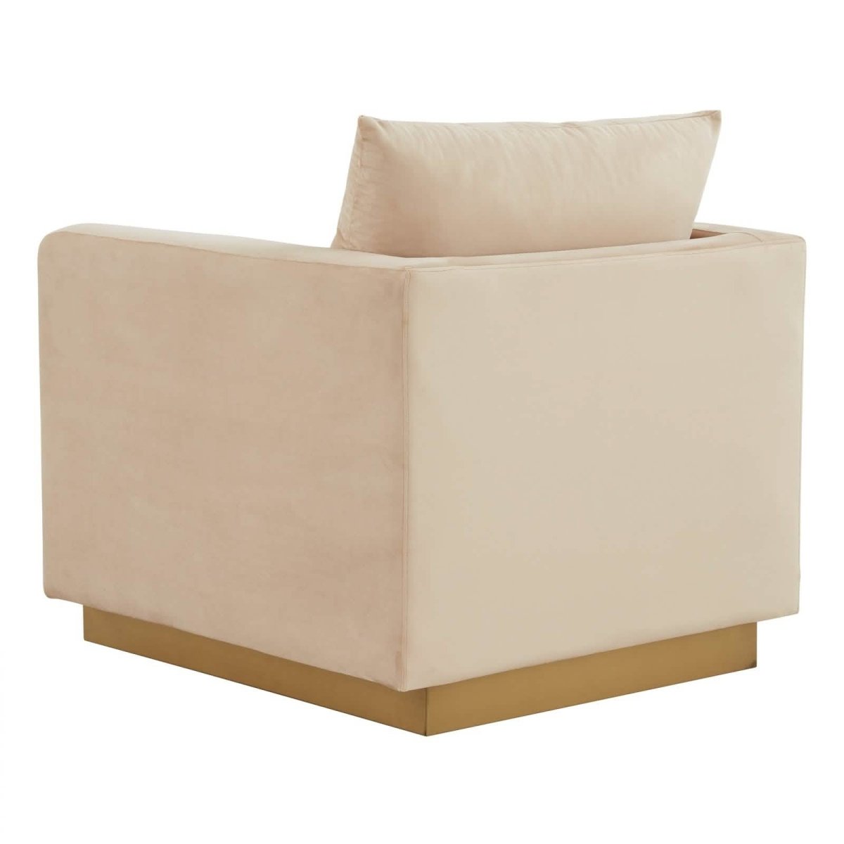 Nervo Modern Mid - Century Upholstered Velvet/Leather Accent Chair with Gold Base