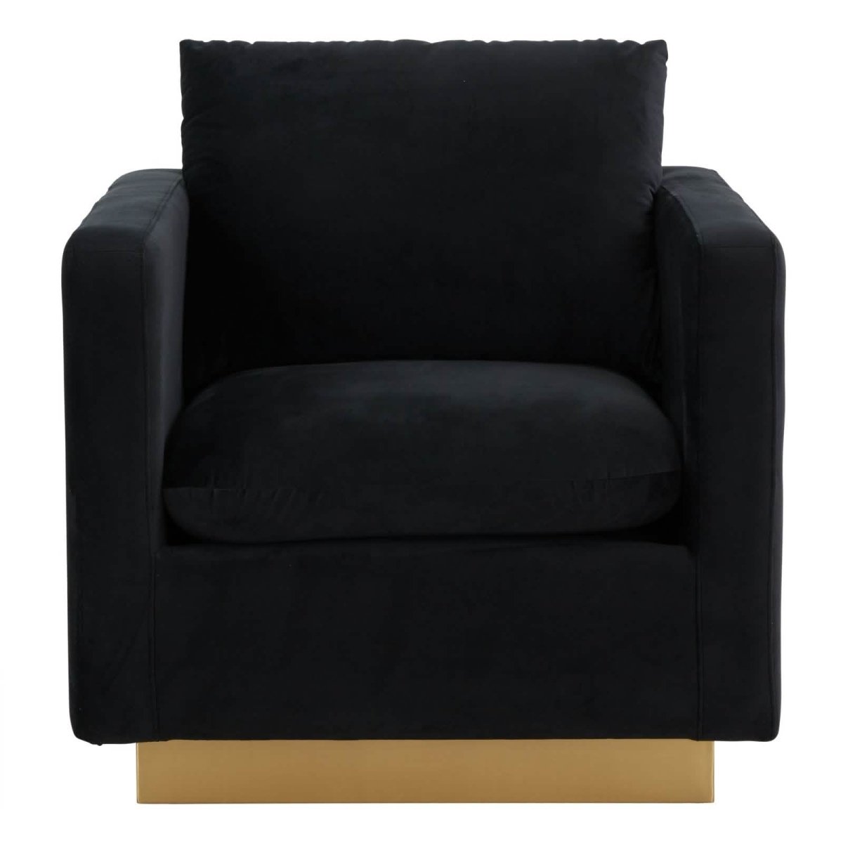 Nervo Modern Mid - Century Upholstered Velvet/Leather Accent Chair with Gold Base