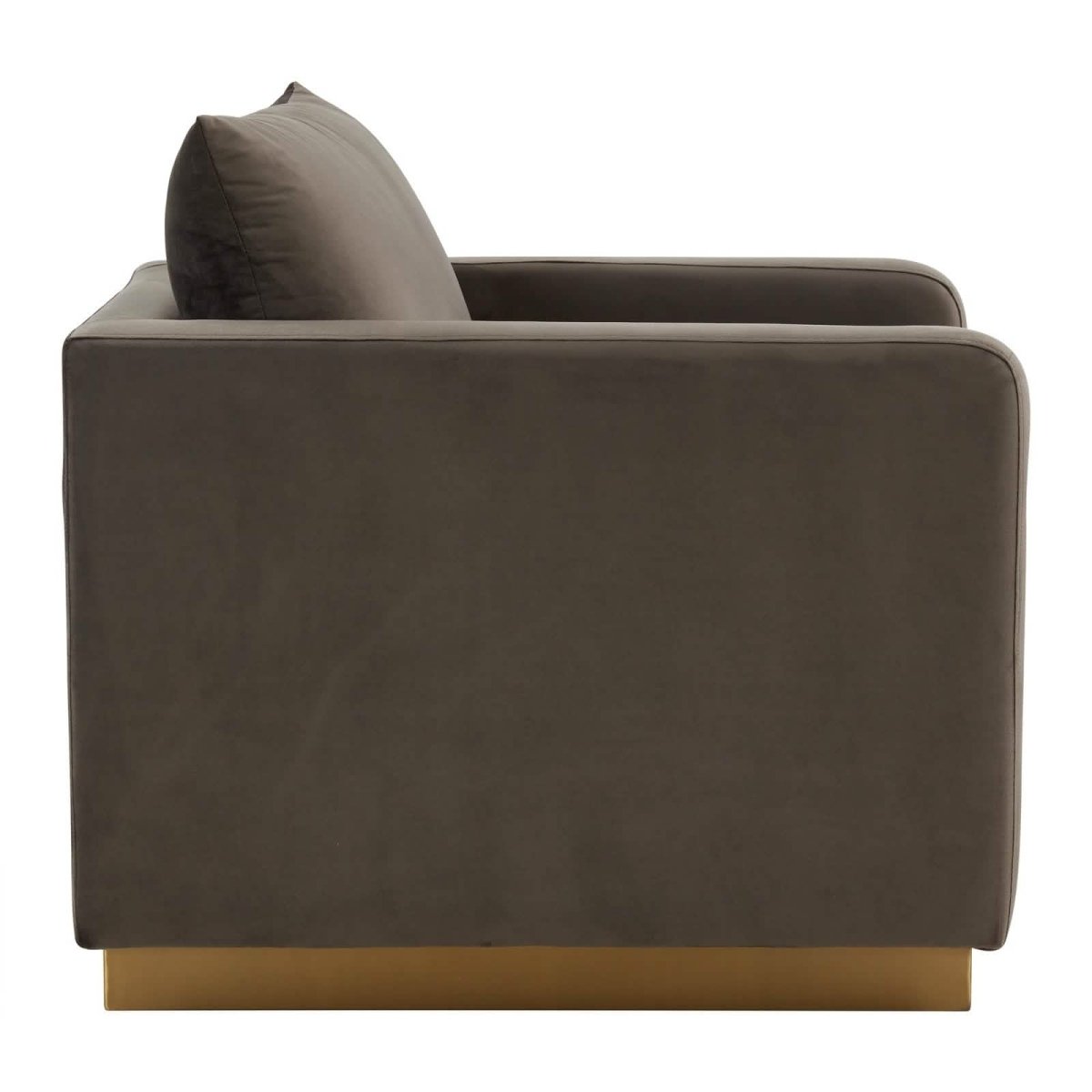 Nervo Modern Mid - Century Upholstered Velvet/Leather Accent Chair with Gold Base