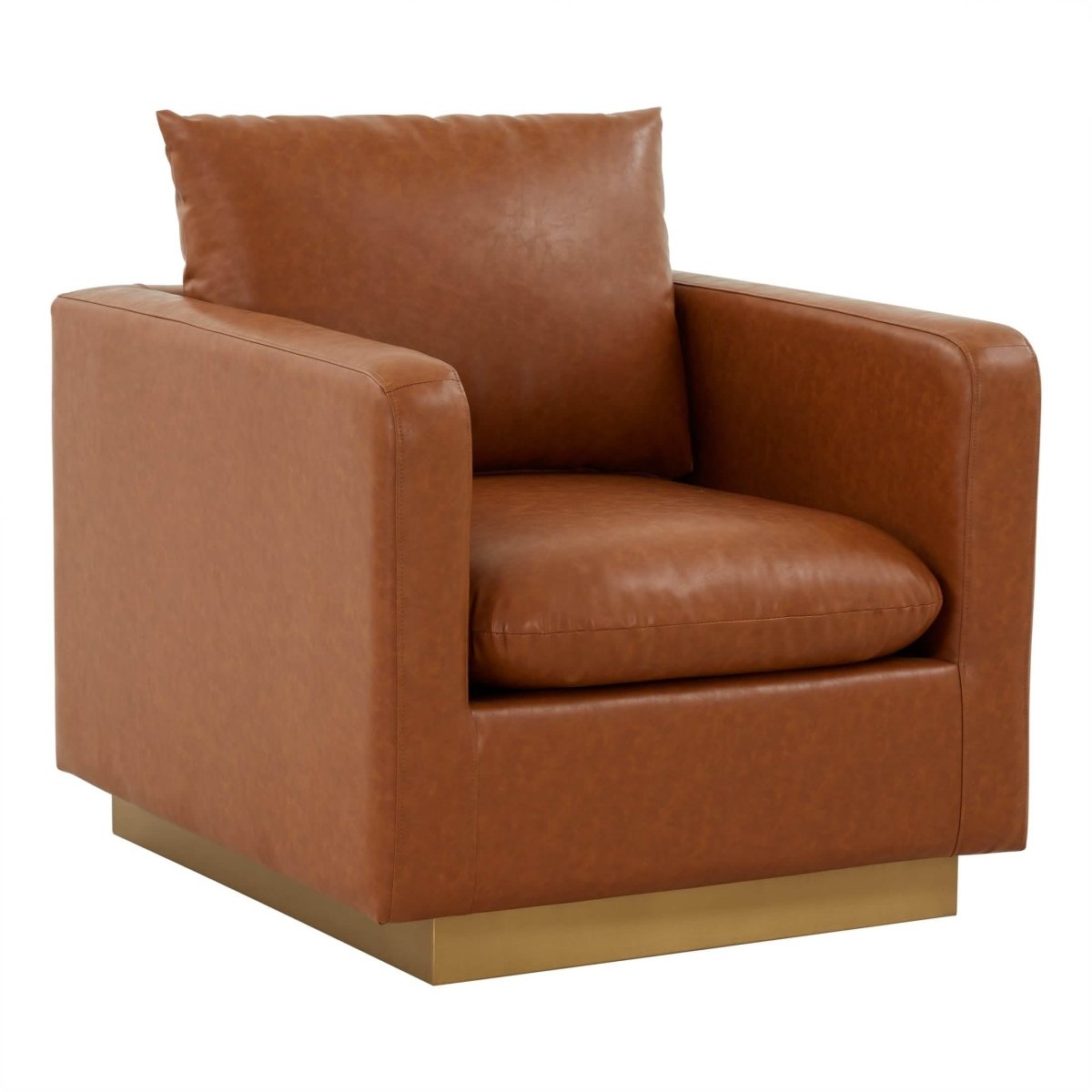 Nervo Modern Mid - Century Upholstered Velvet/Leather Accent Chair with Gold Base